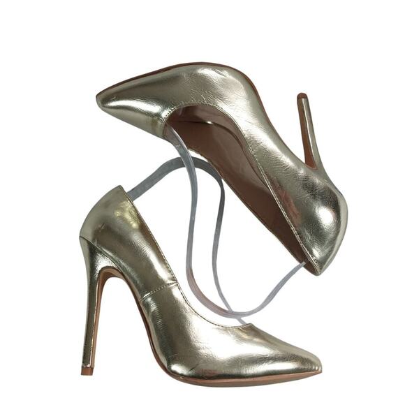 NWOT-1 SHOW! SIGNATURE! SHIMMERY GOLD VEGAN LEATHER CLASSIC INSPO PUMPS! SZ 7.5M - Picture 7 of 12